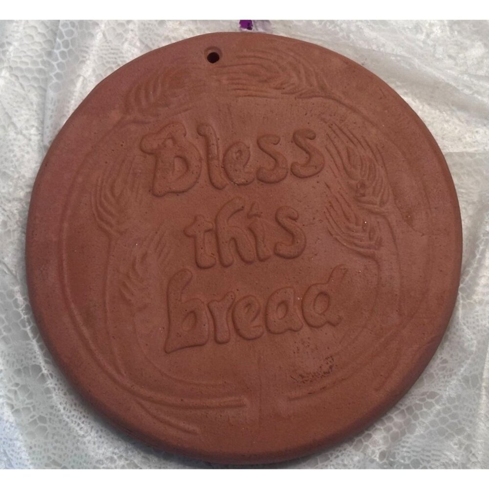 Bless This Bread Terracotta Bread Warmer Stone Made In USA St. J Co Longaberger
